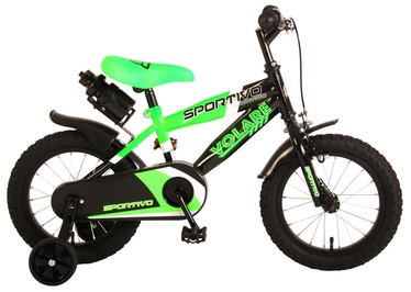 Детский велосипед, городской Volare Sportivo, черный/зеленый, 14″