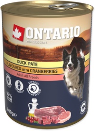 Mitrā barība (konservi) suņiem Ontario Duck Pate With Cranberries, pīles gaļa, 0.8 kg