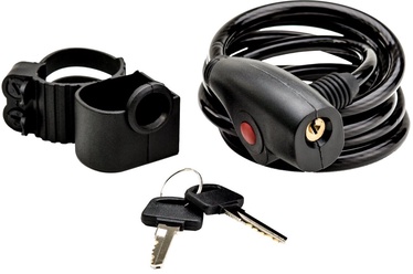 Piekaramā slēdzene 2K Bicycle Lock, melna, 1500 mm x 8 mm