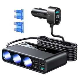 Laadija Joyroom JR-CL06, 5 x USB/3x Lighter socket, must