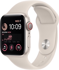 Nutikell Apple Watch SE GPS + Cellular (2nd Gen) 40mm Starlight Aluminium Case with Starlight Sport Band - Regular, beež