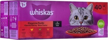 Šlapias kačių maistas Whiskas Classic Meals In Sauce, ėriena/jautiena/vištiena, 0.085 kg, 40 vnt.