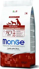 Sausā suņu barība Monge ALL BREEDS Puppy & Junior, jēra gaļa/rīsi, 2.5 kg