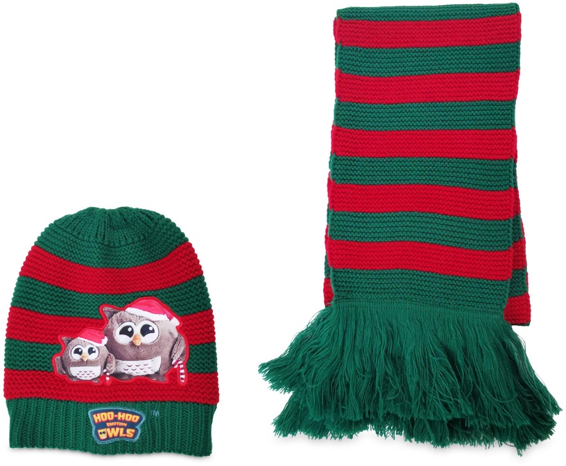 Ziemas cepure Dormeo Hoo-Hoo Emotion Owl, sarkana/zaļa