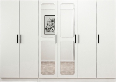 Гардероб Kalune Design Kale 3817, белый, 225 см x 52 см x 210 см, с зеркалом