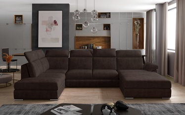 Kampinė sofa Evanell Dora 28, ruda, dešininė, 216 x 330 cm x 102 cm