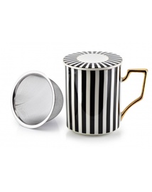 Krūze ar sietu un vāku AffekDesign Cristie, zelta melna, 0.4 l