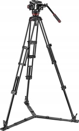 Штатив тренога Manfrotto 504X tripod + Manfrotto Pro Video Twin Alu head, алюминий