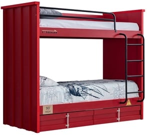Двухъярусная кровать Kalune Design Konteyner 106DNV1271, красный, 99 x 204 см