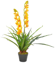 Mākslīgie ziedi puķu podā, orhideja VLX Orchid, dzeltena/zaļa, 90 cm