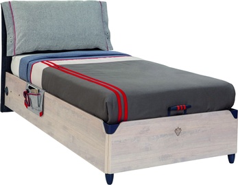 Voodi ühekohaline Kalune Design Single Bedstead Trio, sinine/pruun/hall, 217 x 109 cm, voodipesu kastiga