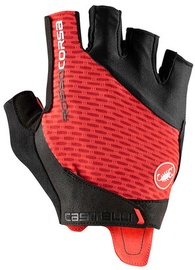 Velo cimdi Castelli Rosso Corsa Pro V, melna/sarkana, L