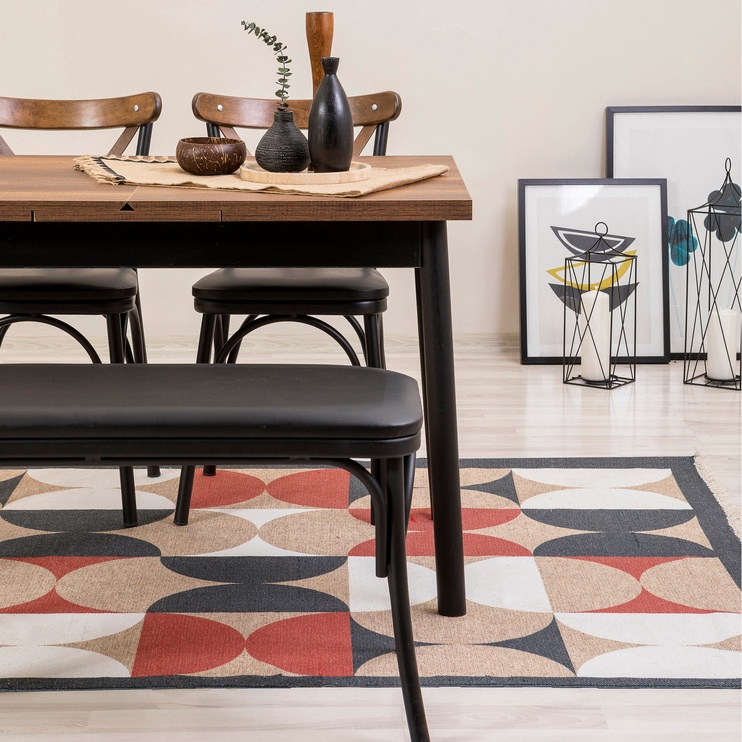 Ēdamistabas komplekts Kalune Design OLV-AC-TK12, melns/brūns