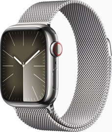 Viedais pulkstenis Apple Watch Series 9 GPS + Cellular, 41mm Silver Stainless Steel Silver Milanese Loop, sudraba