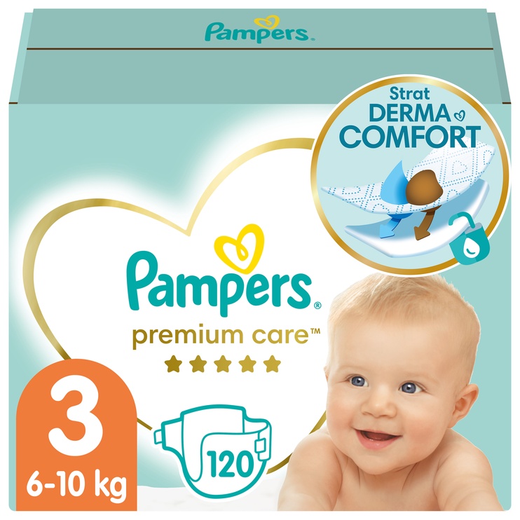 Sauskelnės Pampers Premium Care, 3 dydis, 5 - 9 kg, 120 vnt.