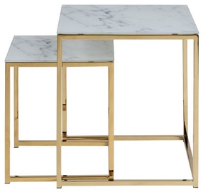 Журнальный столик Alisma 61860, золотой/белый, 45 см x 45 см x 50 см