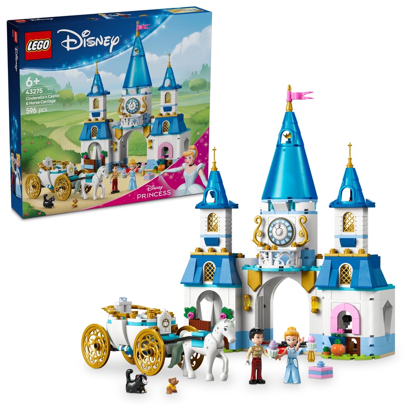 Konstruktor LEGO® City Tuhkatriinu loss ja hobusevanker 43275, 596 tk