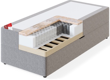 Gulta vienvietīga kontinentālā Sleepwell Red Pocket Storage Verano, 90 x 200 cm, tumši pelēks, ar matraci, ar režģi