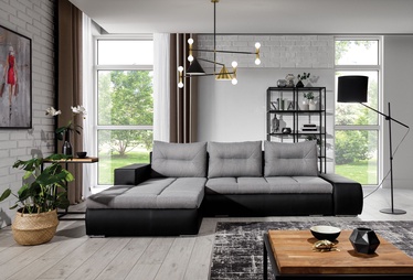 Stūra dīvāns Ottavio Sawana 21, Soft 11, melna/pelēka, kreisais, 180 x 275 cm x 85 cm