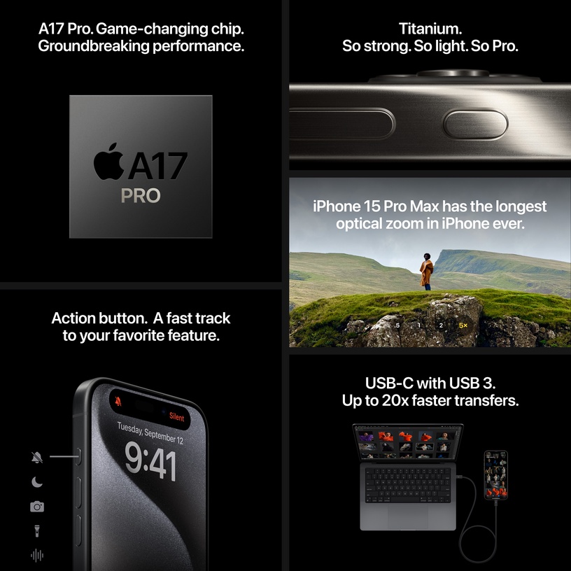 Мобильный телефон Apple iPhone 15 Pro, 1 TB, белый
