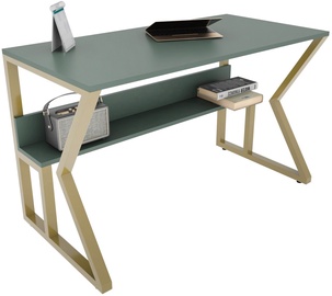 Rašomasis stalas su lentyna Kalune Design Wake 875ZNA4577, aukso/žalias