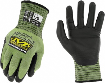 Darba cimdi pirkstaiņi Mechanix Wear SpeedKnit S2EC06, tērauds/tekstilmateriāls/latekss, melna/zaļa, XXL, 2 gab.