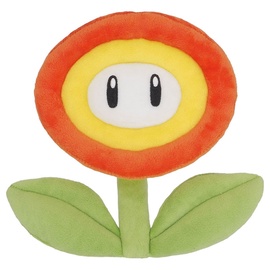 Mīkstā rotaļlieta Nintendo Mario Bros Fire Flower, zaļa/oranža, 18 cm
