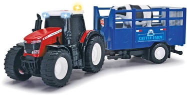Игрушечный трактор Dickie Toys Massey Ferguson Animal Trailer 203734003, многоцветный