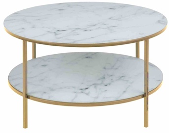 Kafijas galdiņš Alisma, zelta/balta, 80 cm x 80 cm x 45 cm