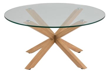 Журнальный столик Actona Heaven Round, прозрачный/дубовый, 820 мм x 820 мм x 400 мм