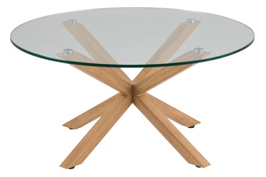 Kohvilaud Actona Heaven Round, läbipaistev/tamm, 820 mm x 820 mm x 400 mm