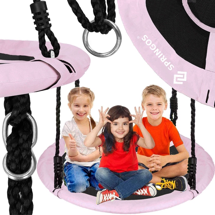 Качели-гнездо Springos Nest Swing, 110 см, черный/розовый