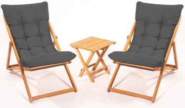 Lauko baldų komplektas Kalune Design MY005, pilkas/medžio, 2 vietų