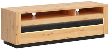 TV-laud Ostia, must/tamm, 161 cm x 48 cm x 53.5 cm