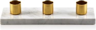 Küünlahoidja Mondex Cedric Marble HTOP3400, metall/konglomeraat, 4 cm, kuldne/valge