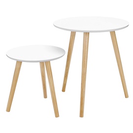 Kafijas galdiņš Songmics End Table, brūna/balta, 450 mm x 450 mm x 500 mm