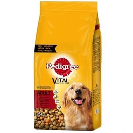 Kuiv koeratoit Pedigree Vital Beef with Poultry, veiseliha, 15 kg