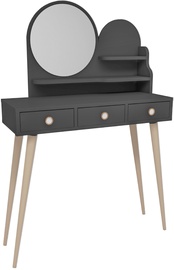 Столик-косметичка Kalune Design Ruges 550ARN2772, антрацитовый, 74 см x 35 см x 130.8 см, с зеркалом