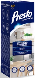 Servetėlės, universali Presto Universal Dry Wipes, balta, 40 vnt.