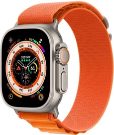 Viedais pulkstenis Apple Watch Ultra GPS + Cellular, 49mm Titanium Case with Orange Alpine Loop - Medium, titāna