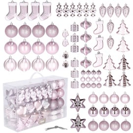 Ziemassvētku eglītes rotaļlieta Springos 10717492, rozā, 77 gab.