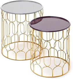 Kohvilaudade komplekt Kayoom Timba 210, hall/violetne, 43 cm x 43 cm x 49 cm