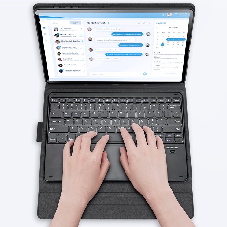 Klaviatūra Dux Ducis Touchpad Keyboard Case for Samsung Galaxy Tab S7+ EN, melna, bezvadu