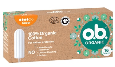 Higiēniskie tamponi O.B. Organic Cotton, Super, 16 gab.
