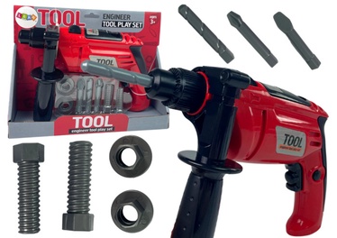 Žaislinis meistro įrankis, gręžtuvas Lean Toys Engineer 12140, juoda/raudona