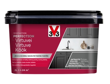 Краска-эмаль V33 Renovation Perfection Kitchen, атлас, 2 l, антрацитовый