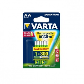 Uzlādējamās baterijas Varta, AA, 2600 mAh, 2 gab.