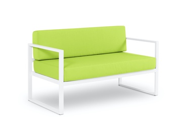 Lauko sofa Calme Jardin Nicea, balta/šviesiai žalia, 65 cm x 130 cm x 76 cm