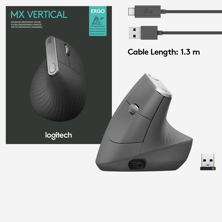 Kompiuterio pelė Logitech MX Vertical, juoda