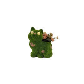 Dekoratīvais puķu pods "Kaķis" Garden Center QN23Z03R, 18 cm x 15.5 cm x 22 cm, zaļa
